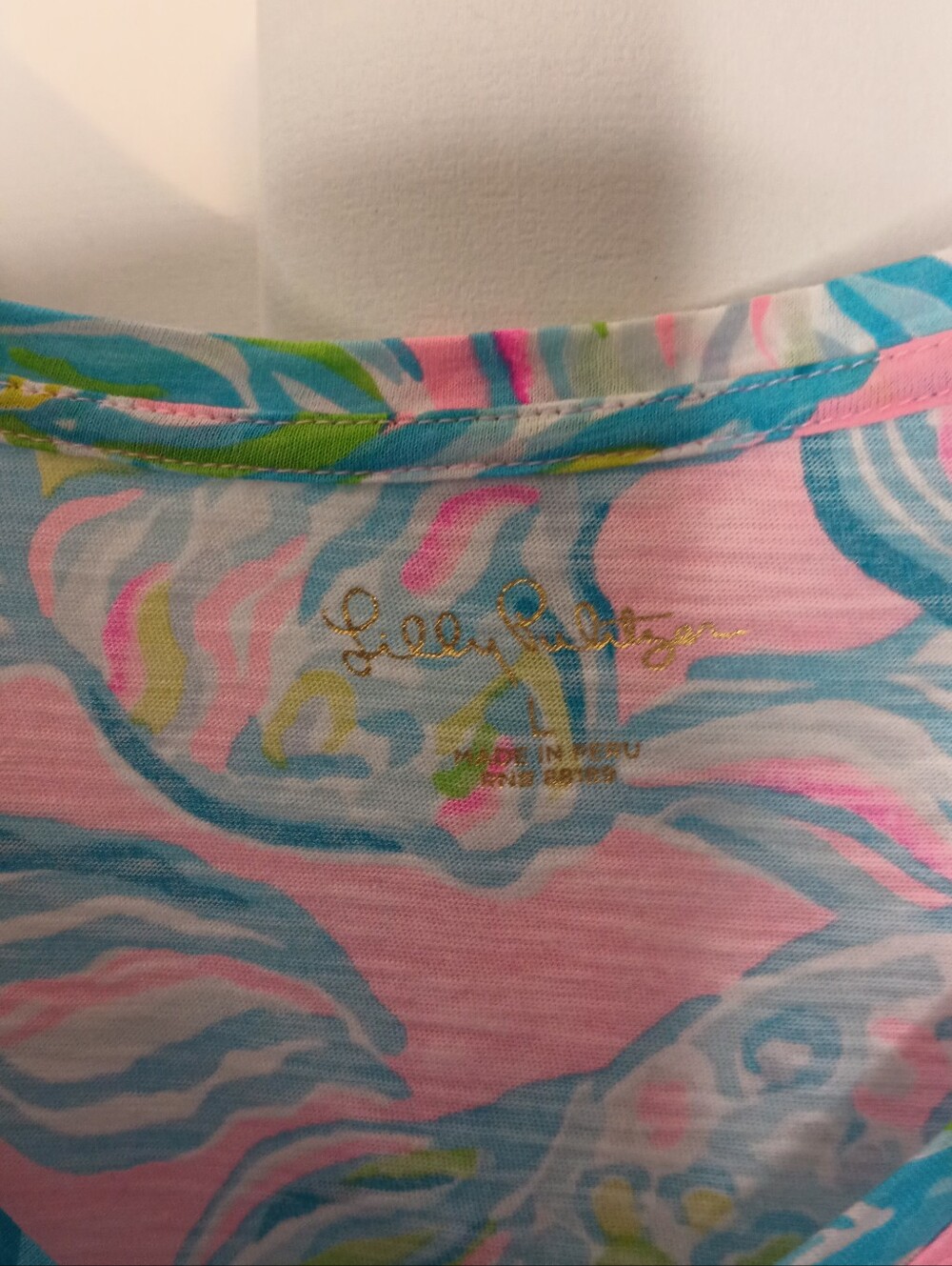 Lilly Pulitzer Womens Etta Pelican Pink Off The Scales Cotton Top Large Beachy - Picture 5 of 9